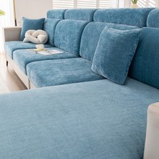EXTAR 優質雪尼爾四季通用彈性坐墊 舒適超細纖維翻新沙發套, 寧靜藍, 1個