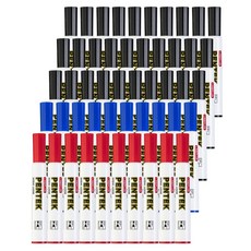 Lineplus PENTEC 圓頭白板筆 黑色 30支 + 藍色 10支 + 紅色 10支 套組, 黑色, 藍色, 紅色, 1套