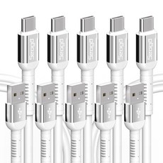 Seoga 金屬高強度Type-C高速充電線, 白色, 1.5m, 5個