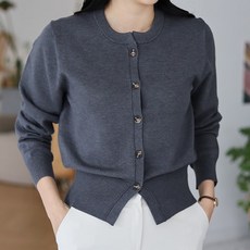 모비엔 라운드 단추 임부복 가디건