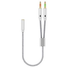 지엔투 오디오케이블 마이크 이어폰 Y형분리어댑터 1m, 그레이, 1개