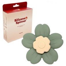 jellymom voyvoy 矽膠旋轉吸盤嬰兒指尖陀螺 固齒器 觸覺發展玩具, 花朵鼠尾草綠, 1個