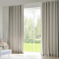 VIEW HOUSE Lattice 四季遮光窗簾 素面針式 2入, 燕麥灰