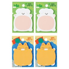 귀여운 점착메모지 우유 2p + 유부 2p 세트, 혼합색상, 1세트, 20매