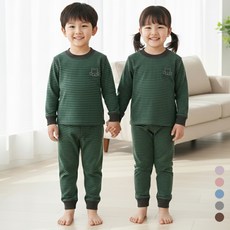 Kids Day 蜜桃絨條紋家居服上下套組