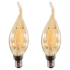 비츠온 KDT LED 에디슨 촛대구 E14 플레임 4W C35, 전구색, 2개