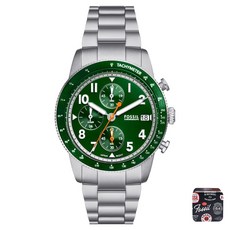 FOSSIL 男士運動旅行計時碼錶金屬手錶 FS6048 套裝