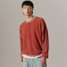 URBANDTYPE 男女通用復古顏料染色套頭圓領寬鬆版型棉質針織衫 UBDFKL002