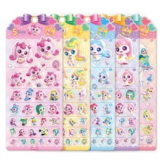 프린세스 캐치티니핑 5사이즈 스티커 5종 세트, 도티도그