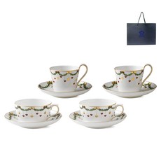 로얄코펜하겐 스타플루티드 티컵앤소서 기프트 세트 + 쇼핑백, 혼합색상, 1세트