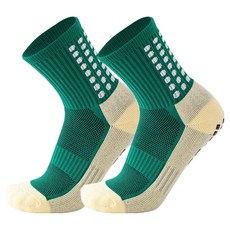 오브 논슬립 스포츠 축구 양말 2켤레, 그린, 2개