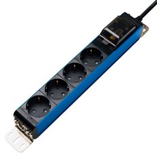 Boedam 伺服器用漏電斷路鋁製高容量4孔延長線, 藍色, 1個, 1.5m