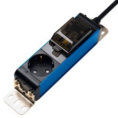 Boedam 伺服器用漏電斷路鋁製高容量1孔延長線, 藍色, 1個, 3m