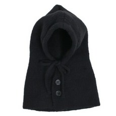 Lindashop Pongjour 基本款針織鈕扣巴拉克拉法帽 cpacc572k4b, 黑色, 1個