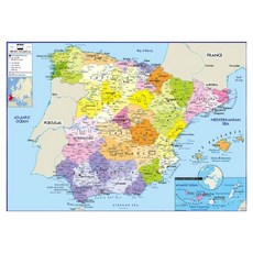 Jido.com 西班牙地圖 覆膜款 英文版 小 110 x 78 cm 歐洲地圖, 1個