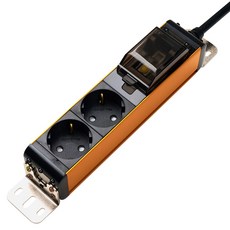 Boedam 伺服器用漏電斷路鋁製高容量2孔延長線, 金色, 1個, 1.5m