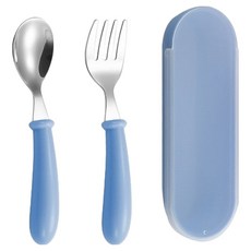 레벨굿즈 304 스텐 스푼포크 세트, 블루, 1세트, 스푼 + 포크 + 케이스