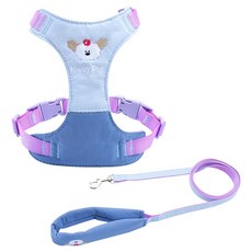 파스텔펫 반려동물 해피도그 하네스 리드줄, 블루, 1개