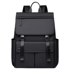 Cashrich 翻蓋大容量學生商務筆電後揹包, 黑色
