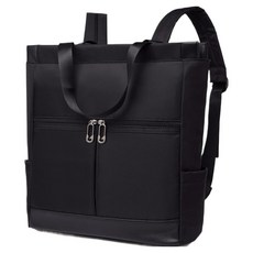 Cashrich 撞色大容量學生商務日常筆電後揹包, 黑色