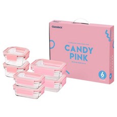 글라스락 퓨어 캔디핑크 혼합 선물세트, 1세트, 390ml(2p) + 440ml(2p) + 700ml(2p)