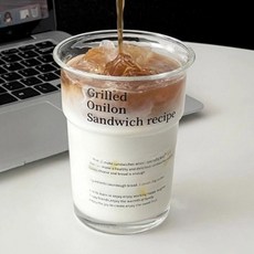 法式火星食譜英文字樣經典居家咖啡館玻璃杯 430ml MMM3286, 透明, 1個