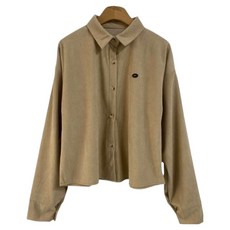 Chic Black 女性吊墜亮點半短版燈芯絨襯衫 cpnb3312k59