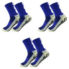 미누네 논슬립 미끄럼방지 러닝 스포츠 풋살 축구 양말, 블루, 3개