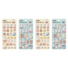 조선문방구 미피 뽀송 쿠션스티커 미피 뽀송 쿠션스티커 2종 x 2p 세트, 혼합색상, 1세트