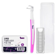 purplegorilla 新奇牙刷型握柄牙線 粉紅色 補充包 14入 + 補充包 50入組合, 1套, 153mm