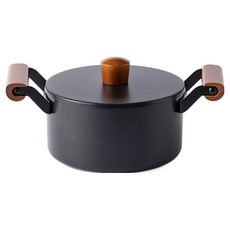 Leo Poldi 電磁爐現代復古雙耳鍋, 黑色, 1個, 18cm