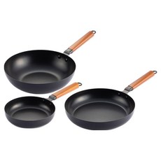 Leo Poldi 電磁爐現代復古平底鍋3件組, 1套, 平底鍋 20cm + 平底鍋 28cm + 中式炒鍋 28cm, 混合色