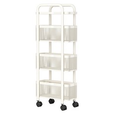 橡合杉 夾縫可移動置物架 3層, 白色