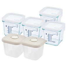 글라스락 이유식 용기 실리콘 240ml x 2p + 유리 160ml x 4p 세트, 아몬드밀크, 1세트