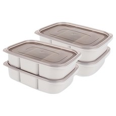 Xeonic 嬰兒副食品方塊分裝保鮮盒, 米色, 4個, 1.5L