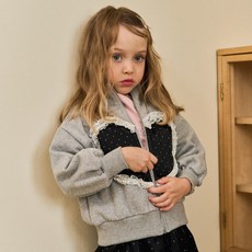 KikiMora 兒童刷毛浪漫愛心拉鍊外套