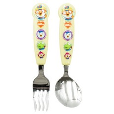 LiLFANT 兒童Pororo自主用餐湯匙麵條叉組, 混合色, 1套, 湯匙 + 叉子