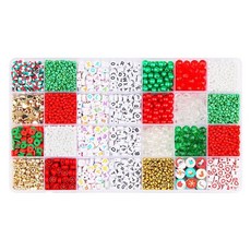 EUMES 聖誕冬季手鍊DIY高級串珠套組, 28色混合, 1套