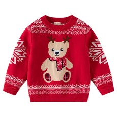 優布莉 兒童款 雷東東 針織毛衣 聖誕小熊麋鹿圖案 圓領衫