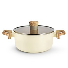 CUOCO 北歐系列 暖白仙子 IH超級陶瓷不沾湯鍋 附蓋, 白色, 1個, 24cm