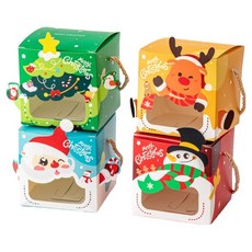 INP 聖誕方形開窗盒 4款 x 5入組 10 x 10 x 10 cm, 混合色, 1套