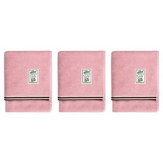 TOWELKUN 線條邊框洗臉毛巾 220g 30支精梳棉, 粉紅色, 3個