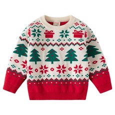 Uvely 兒童 Tteuteuring 聖誕針織衫 冬季樹木禮物圖案毛衣