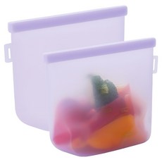 네이쳐리빙 릴리브 더블락 실리콘 지퍼백 퍼플, 1500ml, 1개입, 2개