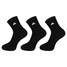 베이직 중목 자수 스포츠양말, 黑色, 3套