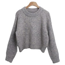 女款OHOZ厚實基本款圓領短版針織衫 cpnt5785k4c