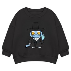 LITTLE RABBIT 親子款 藍色怪物貓 寬鬆版 大學T