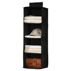 Vinty Corner 實用4層掛式衣櫃收納架, 黑色, 1個