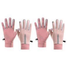 C.Blanc 女士簡約運動防寒防滑觸控手套, 粉紅色, 2套