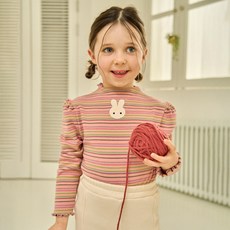 Kikimora 兒童刷毛彩虹兔子T恤